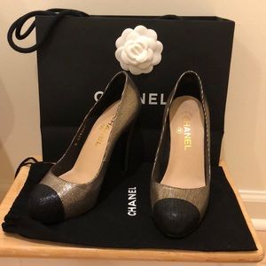 Chanel Gold Metallic Leather Toe - Worn Once